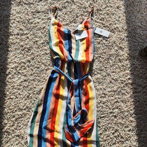 NWT Rainbow Striped Strappy Dress Sz S